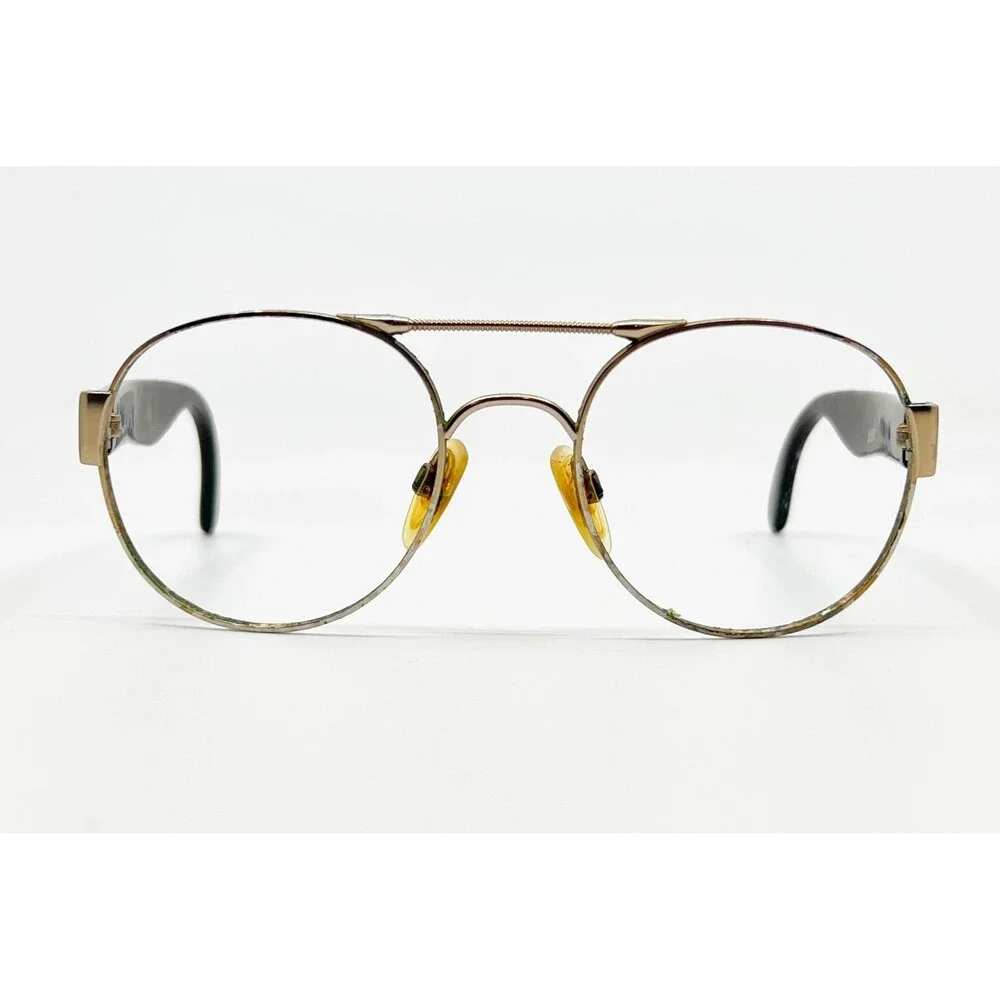 Web Eyeglasses Mens Gold Brown Fair 2003 Aviator Double Bridge Italy Medium
